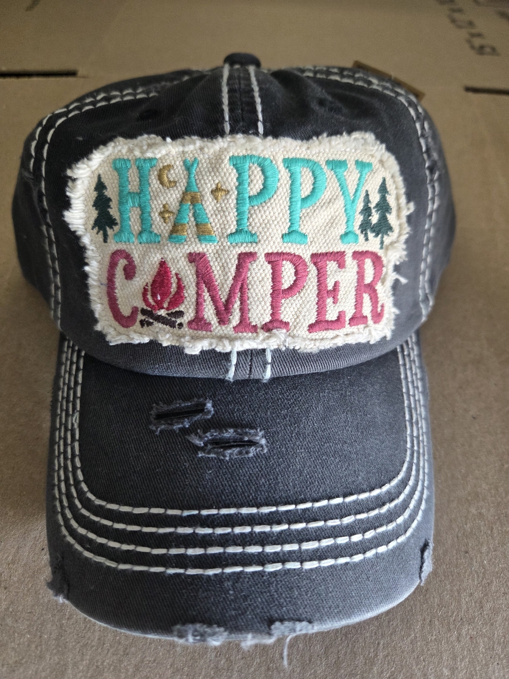 Womens "HAPPY CAMPER" Baseball Cap